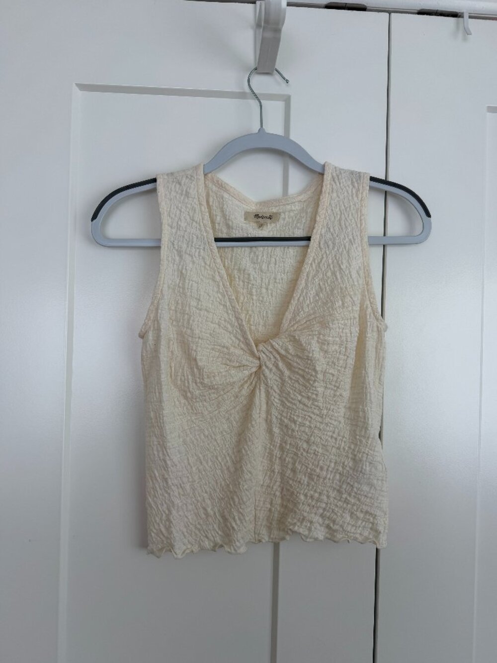Madewell Cream Textured Twist Front Sleeveless Top Size XS